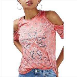 Topshop Bandana Print Cold Shoulder